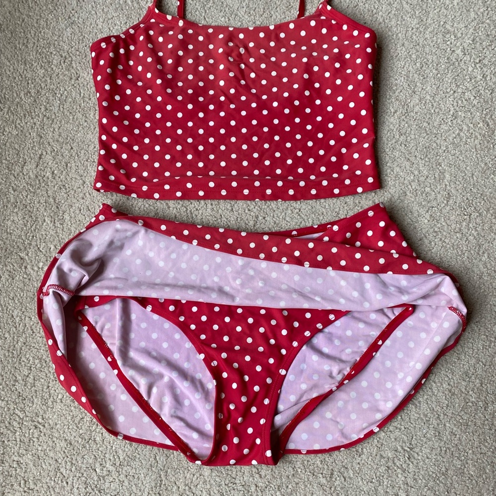 Retro Red Polka Dotted Swimsuit - Picture 2 of 4